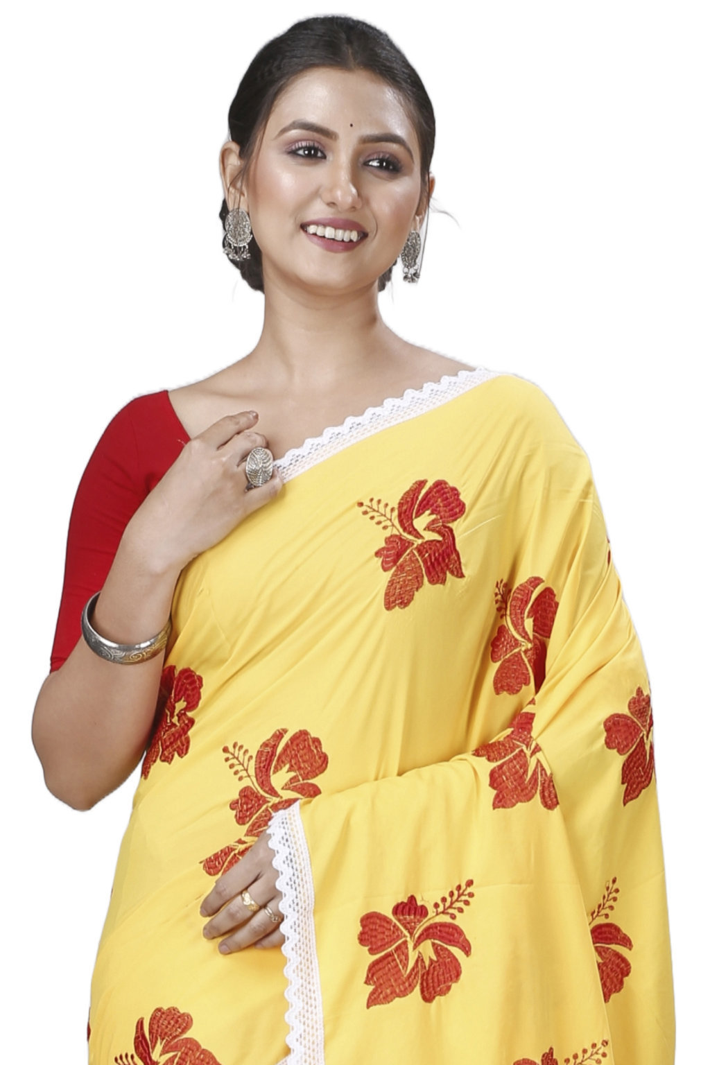 Yellow Red Pure Cotton Teru Hand Loom Saree (1260)